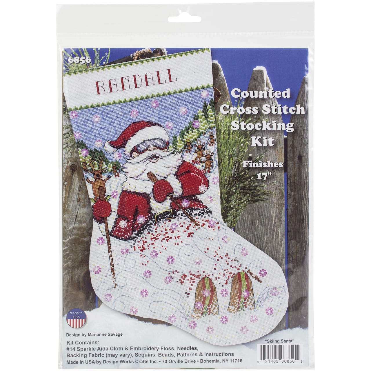 Design Works™ Skiing Santa Counted Cross Stitch Stocking Kit
